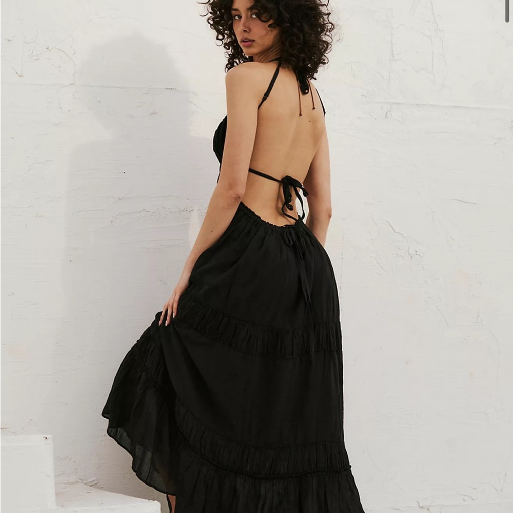 Free People Black Backless Maxi Dress